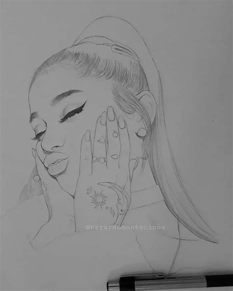 A Pencil Drawing Of A Woman Holding Her Hands To Her Face
