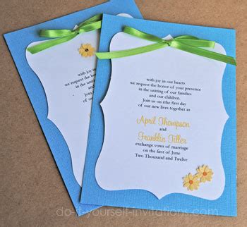 Our collection offers styles and diy design templates to it's easy to design your wedding invitation cards, download the image or pdf file, and have it printed at your local print shop on specialty paper. Daisy Wedding Invitations: DIY Ideas and Templates