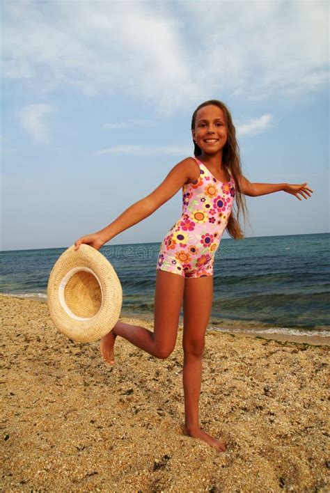 preteen girl on sea beach royalty free stock images image 14450079