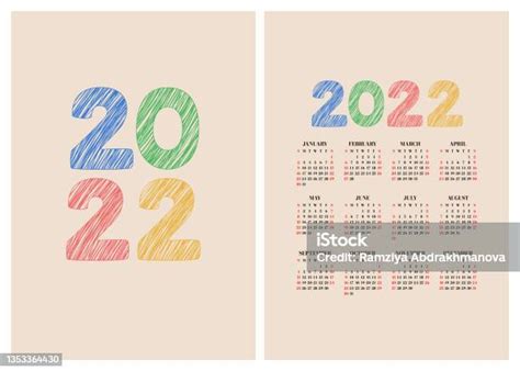 Vetores De Calendário 2022 Ano Inglês Vetor Simples Parede Quadrada Ou
