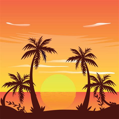 Colorful Sunset On The Tropical Island Beautiful Ocean Beach With