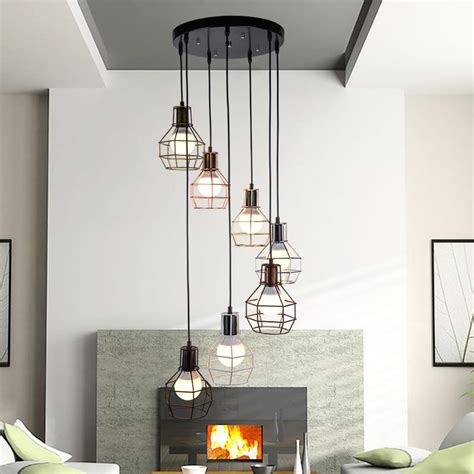 Every meyda tiffany item is a unique, handcrafted work of art. Stairs lights 7HEAD double staircase retro multi pendant light creative restaurant loft office ...
