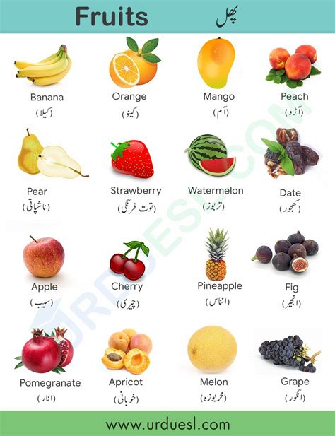 fruit-names-in-english-and-urdu-with-pictures | Fruits ...