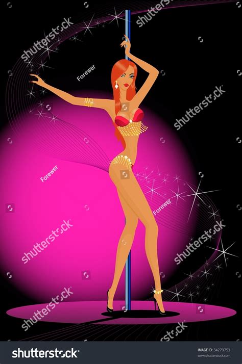 Beautiful Silhouette Young Women Dancing Striptease Stock Vector Royalty Free 34279753