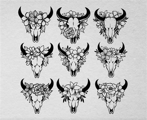 Cow Skull Svg Bundle Cow Skull Svg Bull Skull Floral Svg Etsy In 2022