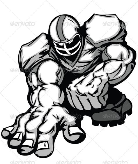 Football Player Lineman Vector Cartoon | GraphicRiver