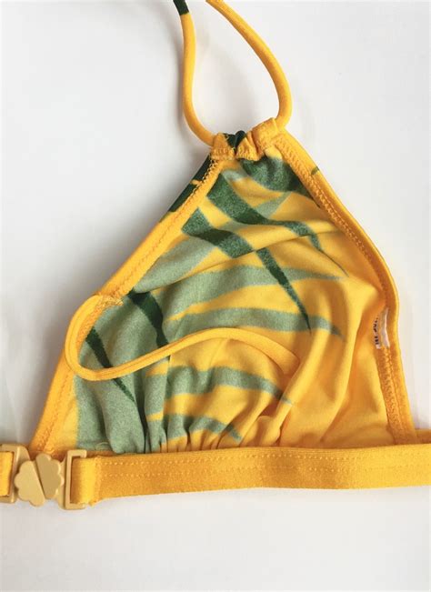 1970s 70s Yellow Tropical Gottex Bikini Bathing Suit Swimsuit Hemlock