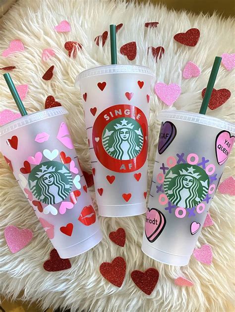 Valentines Day Starbucks Cups Offensive Candy Hearts Etsy In 2021