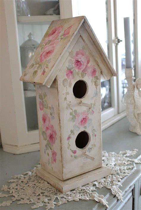 Shabby Romantic Roses Vintage Style Birdhouse Bird Houses Shabby