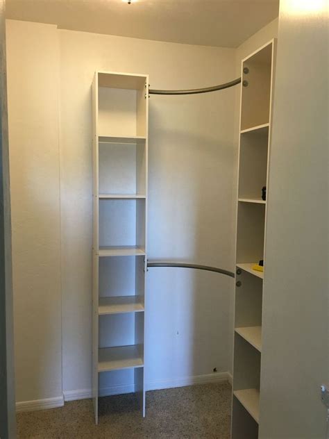 Place a closet shelf and rod bracket at the height you want. Corner Closet DIY | Hometalk