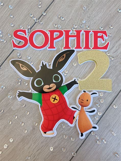 Bing Bunny And Friends Themed Cake Toppers Personalised With Name And Age