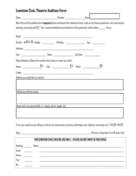 Audition Form High School ≡ Fill Out Printable Pdf Forms Online
