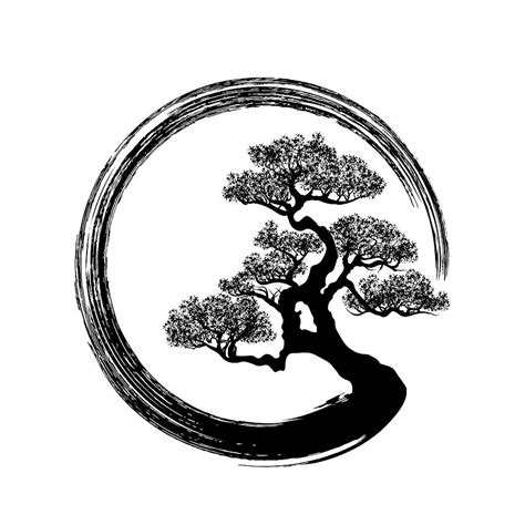 Enso Zen Circle And Bonsai Tree Digital Art By Lioudmila Perry
