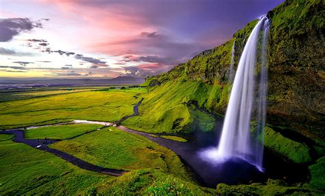 Time Lapse Graphy Of Waterfalls During Sunset Hd Wallpaper Peakpx