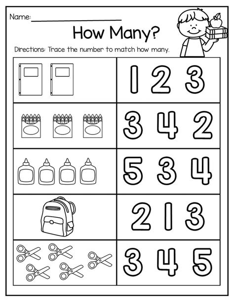 Back To School Pre K Math And Literacy Kindergarten Math Worksheets