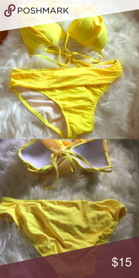 L Yellow Bikini Yellow Bikini Bikinis Halter Bikini