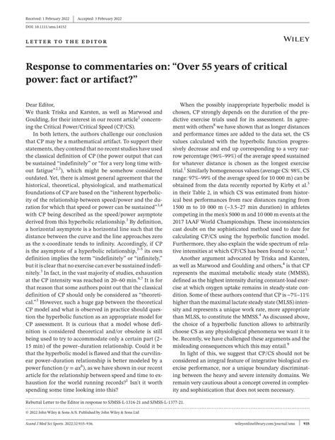 Response To Commentaries On “over 55 Years Of Critical Power Fact Or