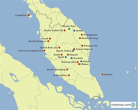 Stepmap Map Of Malaysia West Design Landkarte Für Asia