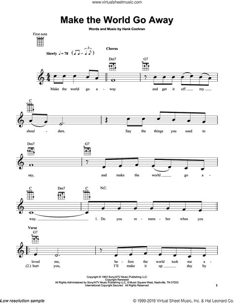 And the horse went away and told the man. Arnold - Make The World Go Away sheet music for ukulele PDF