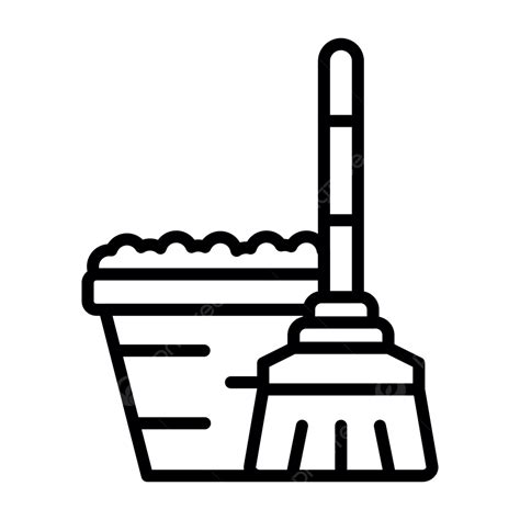 Mop Line Icon Vector Mop Icon Prevention Sanitary Png And Vector