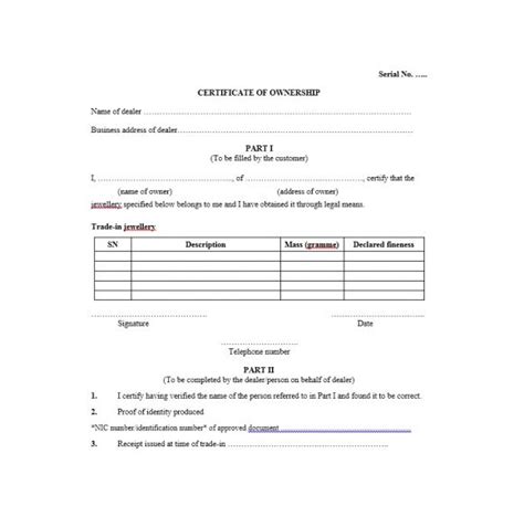 Certificate Of Title Templates Word Excel Pdf Pertaining To