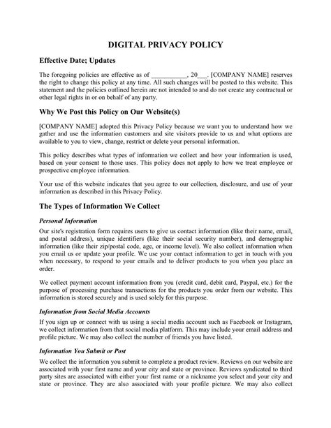Website Privacy Policy Template Legal Forms And Business Templates