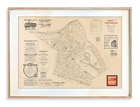 Home Décor Home And Garden Vintage Map Print Melbourne Map 1951 5 Sizes