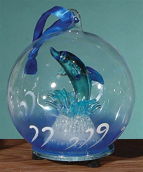 Dolphin Jumping Light Up Glass Ornament Glass Ornaments Dolphin
