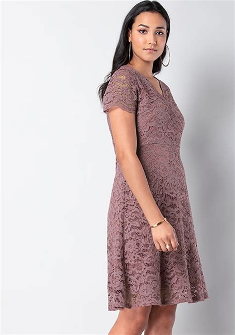 Buy Women Mauve Lace Midi Dress Date Night Dress Online India Faballey