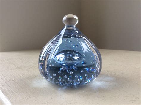 Sapphire Blue Lobed Bubble Glass Paperweight Whitefriars Etsy Blown