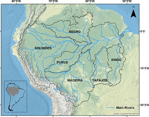 Location Of The Six Major River Basins Within The Amazon River Basin