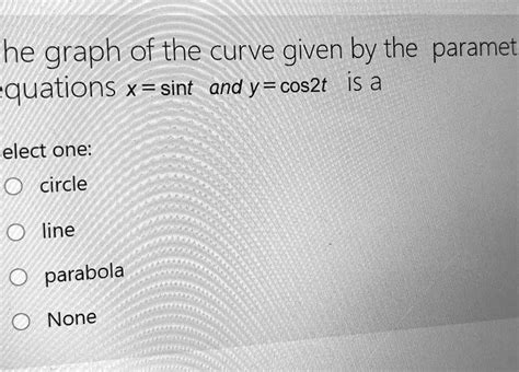 SOLVED The Graph Of The Curve Given By The Parametric Equations X