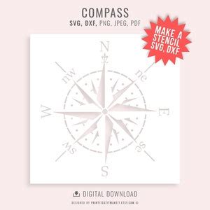 Compass Rose Windrose Design SVG DXF Png Jpeg Pdf Make Paint Etsy UK