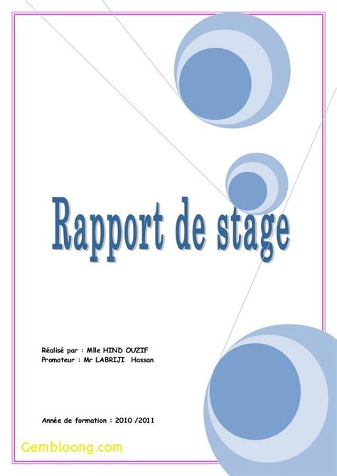 Exemple De Page De Garde Pour Un Rapport De Stage