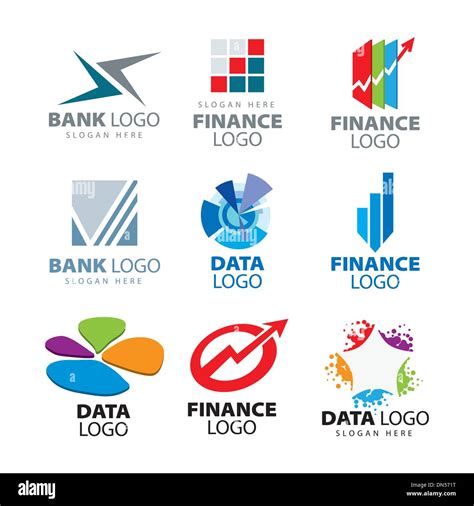 Collection Of Vector Logos For Banks And Finance Companies Stock Vector