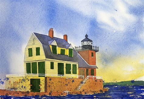 Breakwater Lighthouse Painting Art Lighthouse