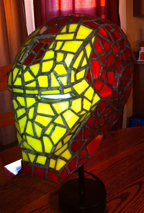 Qswitch Stained Glass Lamp Iron Mans Head