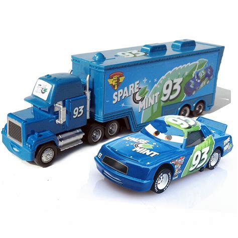 2pcs Disney Pixar Cars No93 Spare Mint Mack And Hauler Truck Diecast