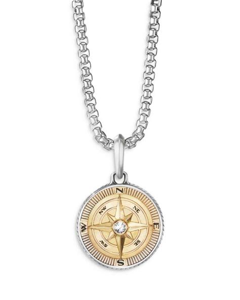 David Yurman 18k Yellow Gold And Sterling Silver Maritime Compass Amulet