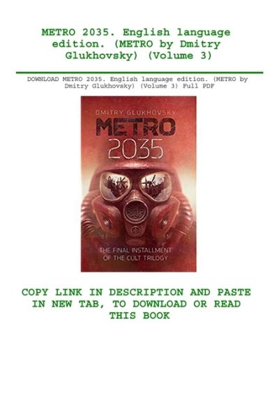 Download Metro 2035 English Language Edition Metro By Dmitry