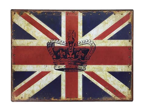 The english flag of england with the lettering england as a cool used look motif! Blechschild England Fahne Union Jack Krone Großbritannien ...