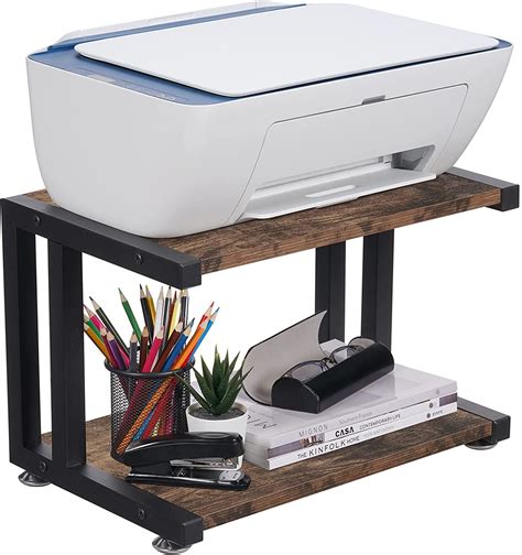 Cheflaud Printer Stand With 2 Tier Storage Shelves Multi Purpose Desk