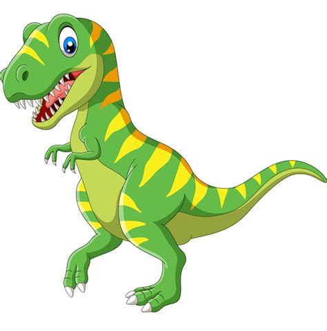 Dinosaurio Verde De Dibujos Animados Vector Premium
