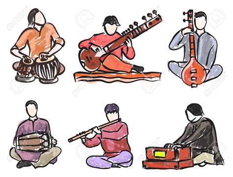 Isolated Traditional Indian Instruments Vector Set For Music Billboard