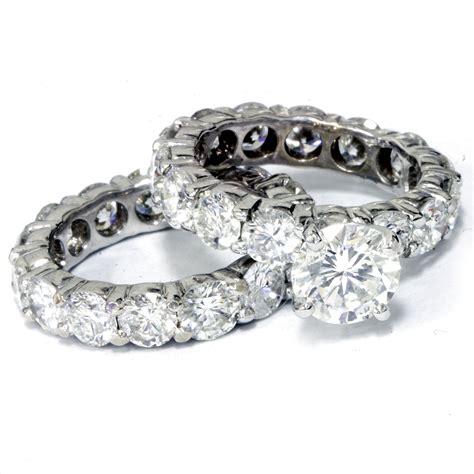 Pompeii3 9 12ct Diamond Eternity Engagement Ring Wedding Set 14k White