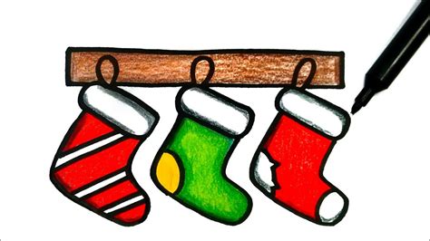 How To Draw Christmas Socks Easy Como Desenhar Meias De Natal Youtube