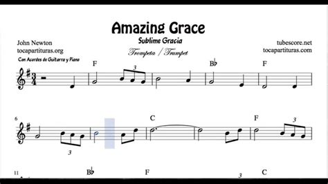 Amazing Grace Sheet Music For Trumpet And Fluglehorn With Chords Youtube