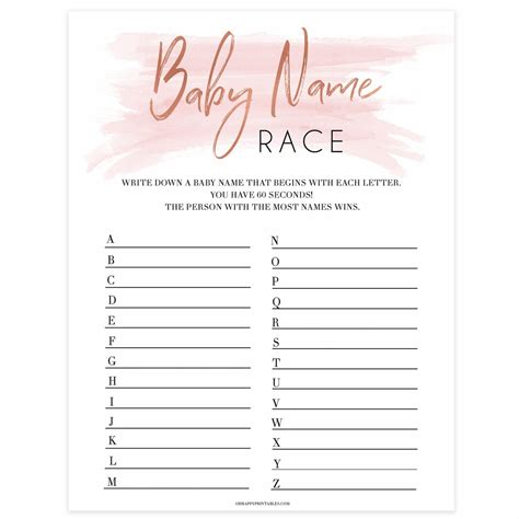 It can feature nursery rhymes and lullabies, popular songs that have. Baby Name Race Game - Printable Pink Baby Shower Games - OhHappyPrintables