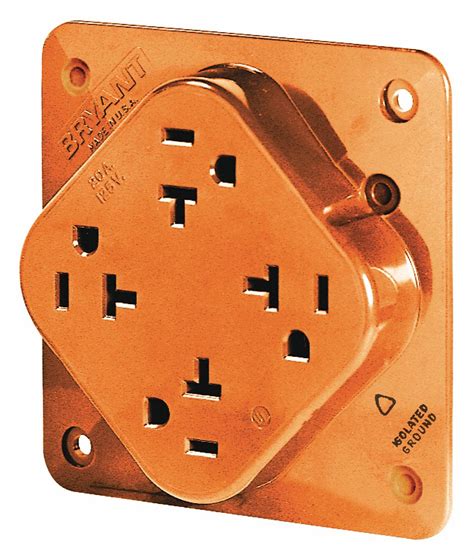 Bryant 20 A Commercial Isolated Ground Receptacle Orange No Tamper