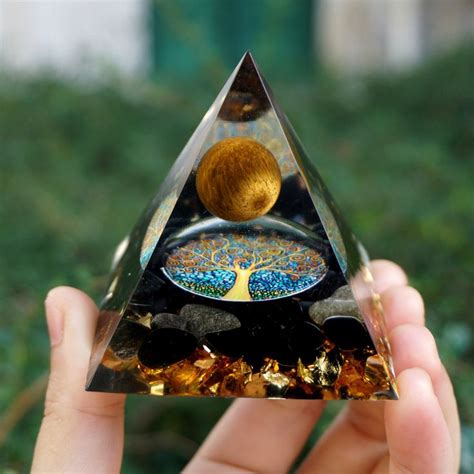 HANDMADE Tiger Eye Crystal Sphere Orgone Pyramid 60MM Meditation